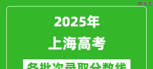 2025年上海高考各批次录取分数线一览表